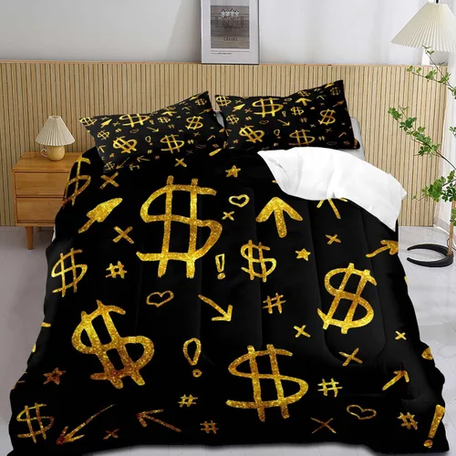 Miniatura 12 de LUVIVIHOME Juego de edredón de lujo de 2 piezas, tamaño individual, juego de ropa de cama de 100 dólares para niños y niños, divertida y fresca