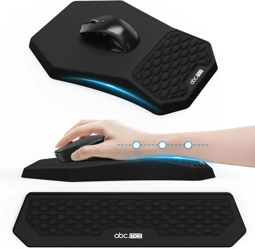Miniatura 9 de Juego de alfombrilla ergonómica para mouse y reposamuñecas para teclado, diseño de masaje para aliviar el dolor del túnel carpiano, espuma Negro