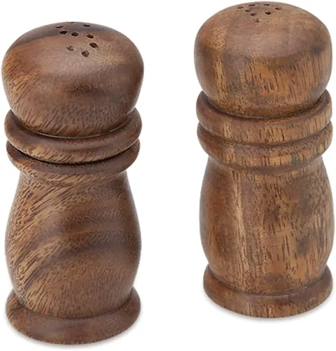 Miniatura 2 de Salero y pimentero de madera de acacia de 4 pulgadas de alto