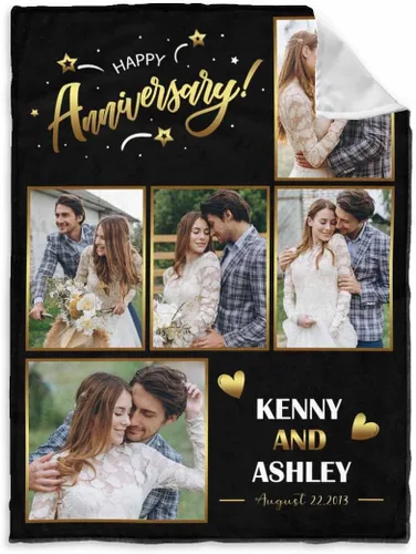 Miniatura 36 de InterestPrint Manta de fotos personalizada para pareja, novio, novia, manta personalizada de 6 fotos, manta personalizada de aniversario y boda