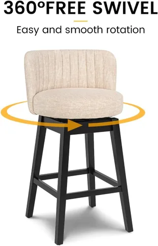 Miniatura 9 de COCO DESIGN - Juego de 2 taburetes de bar giratorios, 24" de altura del asiento, taburetes de bar de estilo moderno de mediados de siglo