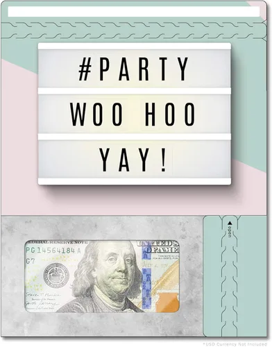 Miniatura 53 de Tarjeta de boda, con dos aperturas de tira para desgarrar, con ventana de plástico transparente que deja ver dinero, cheques o tarjetas de regalo