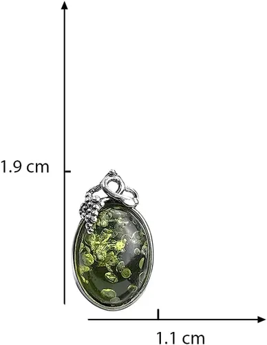 Miniatura 4 de Ian and Valeri Co. Pendientes clásicos de plata de ley ámbar verde con hojas de uva pequeñas, Ámbar, Ámbar