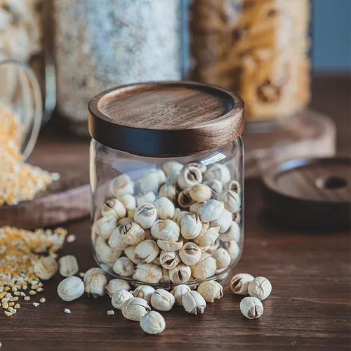 Miniatura 4 de Tarro de vidrio para dulces – Tarro de almacenamiento hermético de vidrio de cocina de 16 oz con tapa hermética de acacia, para condimentos