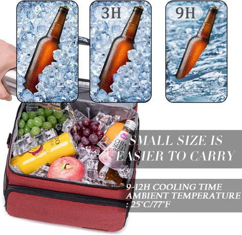Miniatura 5 de TuErcao Bolsa térmica aislada 6/24 latas plegable a prueba de fugas con lados blandos para el auto, hielera portátil plegable pequeña para playa