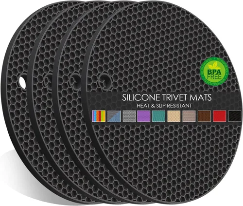 Miniatura 37 de Salvamanteles de silicona para platos calientes, soportes multiusos para ollas, 4 unidades, 2 tamaños de 7 pulgadas y 9 pulgadas, resistentes al 03