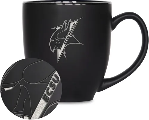 Miniatura 310 de Rico Industries - Taza de cerámica mate negra con grabado láser estándar de 15oz para NCAA (escuelas T & U) - Para bebidas calientes o frías