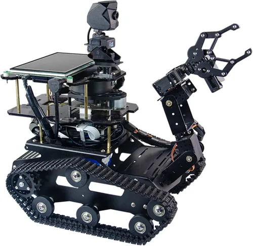 Miniatura 10 de Jetson Nano AI Robot Kit con Rplidar A1 Radar ROS Smart Tank Car DIY Robot Arm Kit de bricolaje SLAM Mapas de construcción, navegación autónoma