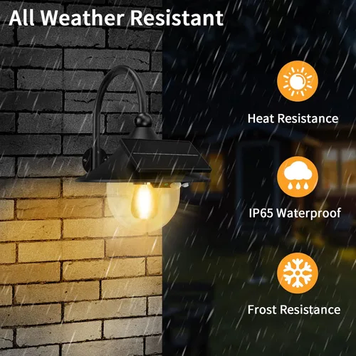 Miniatura 5 de Auzev Farolas Solares para Exteriores Luz Solar Retro de Granja con 3 Modos de Iluminación y Sensor de Movimiento, Montaje en Pared Impermeable
