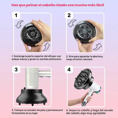 Miniatura 7 de Difusor universal de cabello para secadores de pelo de 1.4 a 3.1 pulgadas, accesorio difusor de secador de pelo, difusor profesional para cabello