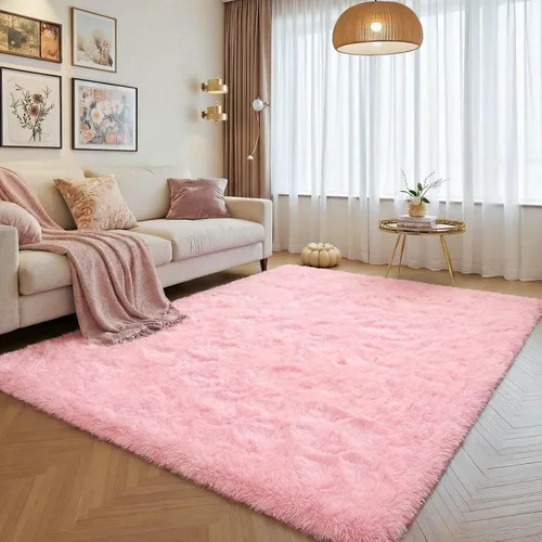 Miniatura 37 de JUNOVO - Alfombra de área lavable, antideslizante, alfombras ultra suaves de 4 x 5.3 pies, alfombras esponjosas para dormitorio, niños, niñas, Azul