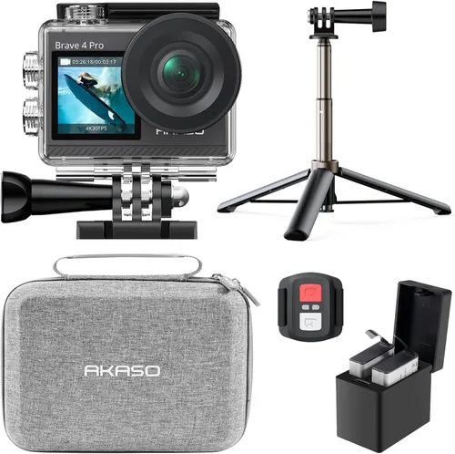 Miniatura 11 de AKASO Brave 4 Pro 4K30 Cámara de acción con tarjeta MicroSD U3 de 64 GB, cámara impermeable subacuática de 131 pies con pantalla táctil EIS Control