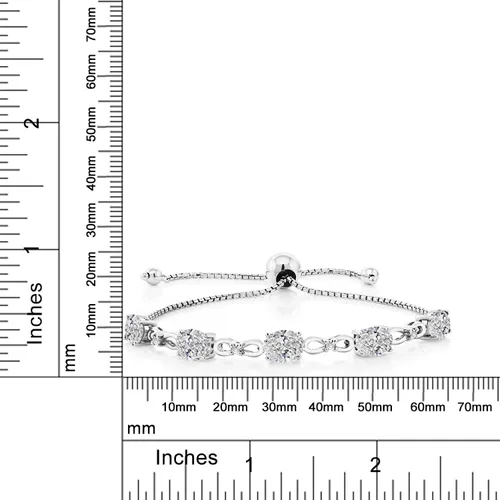 Miniatura 129 de Gem Stone King Pulsera de tenis de diamantes cultivados en laboratorio con piedra natal de 3-6 quilates para mujer, plata de ley 925, ovalada