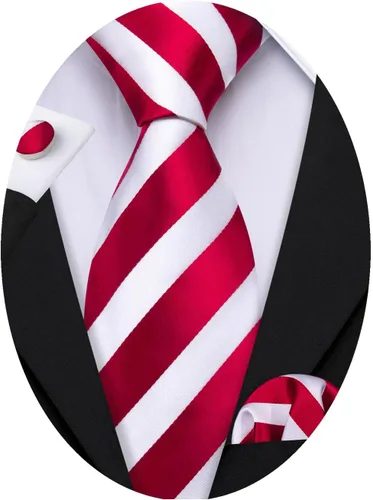 Miniatura 14 de Barry.Wang Juego de corbatas para hombre, corbata de seda a rayas, tejido a cuadros, gemelos formales, negocios, boda