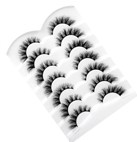 Miniatura 526 de Pooplunch - Pestañas postizas finas de visón sintético, estilo ojo de gato, naturales, cruzadas, tipo racimo, efecto 8D de volumen, tiras