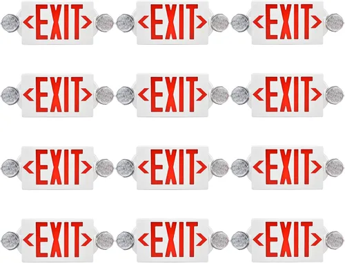 Miniatura 9 de Combo de luz LED de emergencia y señal de salida, letrero de salida verde, certificado UL, lámparas ajustables con batería de respaldo para negocios