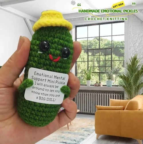 Miniatura 7 de Cabeza de Patata Positiva y Divertida con Tarjeta Mini de Crochet y Tejido para Apoyo Emocional Hecho a Mano, Regalos de Pepino, Decoración