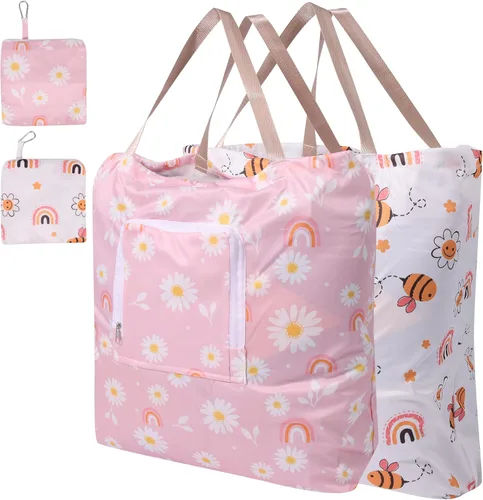 Paquete de 2 bolsas de lavandería de viaje con asa y cordón, bolsas plegables expandibles para ropa sucia con gancho y cremallera, 23 x 20 pulgadas,