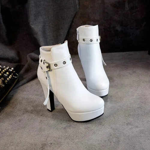 Miniatura 17 de Scaoruki Zapatos de otoño de moda para mujer, botines de tacón de bloque