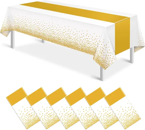 Miniatura 17 de MASHAN 1 mantel negro y azul para decoración de fiesta, mantel de plástico negro impreso azul, funda rectangular desechable para cumpleaños, boda