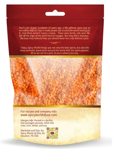 Miniatura 8 de Masoor Dal - Bolsa de 2 libras (32 onzas) - Lentejas rojas divididas - Todo natural por Spicy World