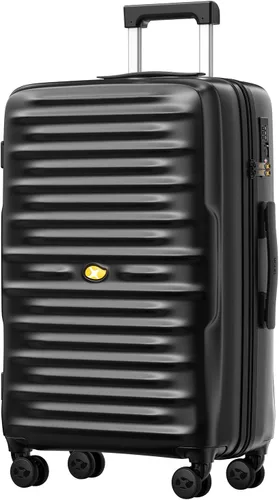 MGOB Equipaje de mano Maleta rígida con ruedas giratorias y cerradura TSA, aprobada por aerolíneas para hombres y mujeres, color negro, Negro -,