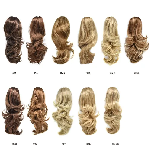 Miniatura 5 de Natural Mujeres Onduladas Chic Garra Pinza Pinza Cola de Caballo Coqueto Capa Extensión de Pelo 14" Rizado Fibra de Alta Temperatura Extensión de 1#