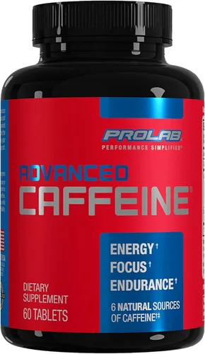 ProLab Nutrition Advanced Caffeine 200 mg, tabletas de cafeína natural de acción rápida con extracto de té verde, energía limpia, enfoque mental (60