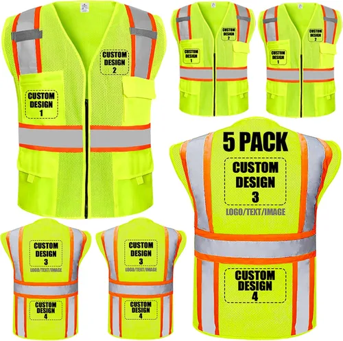 Miniatura 7 de Chalecos de seguridad con logotipo personalizado (S, M, L, XL, 2XL, 3XL, 4XL) Chalecos de seguridad reflectantes de alta visibilidad Clase 2