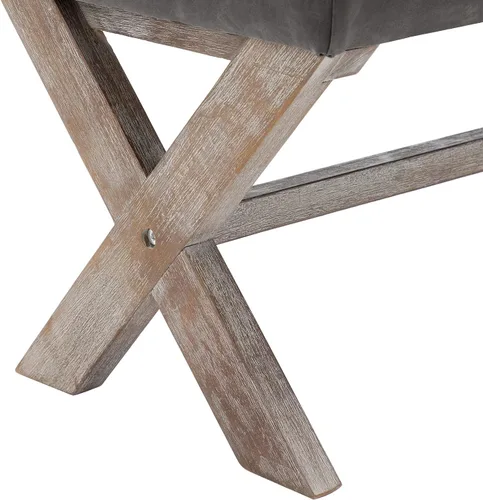 Miniatura 6 de chairus Banco de entrada tapizado de piel sintética, asiento de banco de dormitorio de 36 pulgadas con patas de madera en forma de X para sala