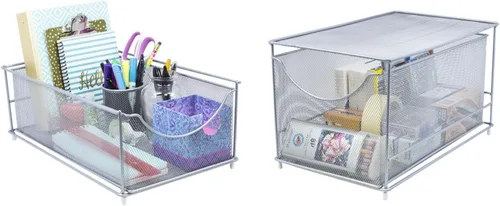 Miniatura 6 de Sorbus gavetas organizadoras de almacenamiento de malla plateada con gavetas extraíbles, ideal para cubierta, gabinete, despensa, para colocar bajo