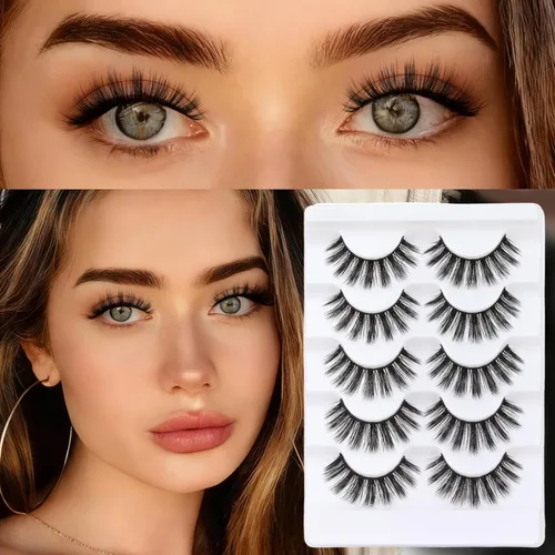 Miniatura 188 de Veleasha Pestañas postizas de manga puntiagudas, 100% hechas a mano, aspecto natural, pestañas postizas ligeras con banda transparente suave