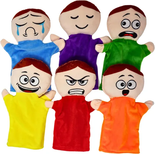Miniatura 8 de 4E's Novelty Títeres de mano para niños con 6 emociones, con brazos móviles, títeres de mano de felpa suave para niños pequeños, juguetes