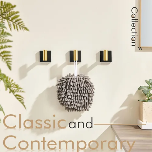 Miniatura 12 de KOKOSIRI Ganchos para batas de baño, ganchos para toallas, ganchos montados en la pared, accesorios de baño, paquete de 2 unidades, color negro
