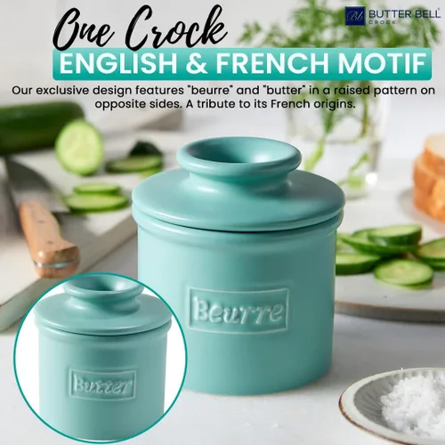 Miniatura 5 de Campana de mantequilla – The Original Butter Bell Crock por L. Tremain, plato de mantequilla de cerámica francesa, café mate y colección retro
