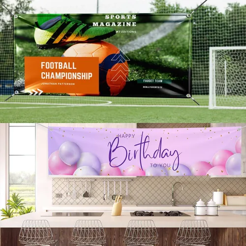 Miniatura 7 de BillyPrint Cartel de vinilo personalizado de doble cara con foto o texto personalizado para cumpleaños en interiores, negocios, graduación, fiestas