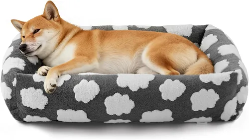 Miniatura 17 de JOEJOY Cama mediana para perros de tamaño mediano, cama ortopédica rectangular lavable para mascotas con funda de cremallera extraíble, bonita cama