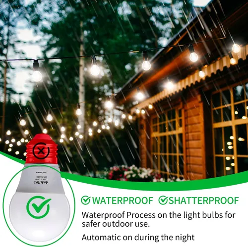 Miniatura 3 de Qualilux Bombillas LED pequeñas A15 de Dusk to Dawn para exteriores, 450 lúmenes, blanco cálido, 5 W = 40 W, encendido y apagado automático
