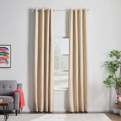 Miniatura 12 de Linenspa Juego de 2 paneles de cortinas 100% opacas, cortinas azul marino de 63 pulgadas de largo, aislamiento térmico, reducción de ruido
