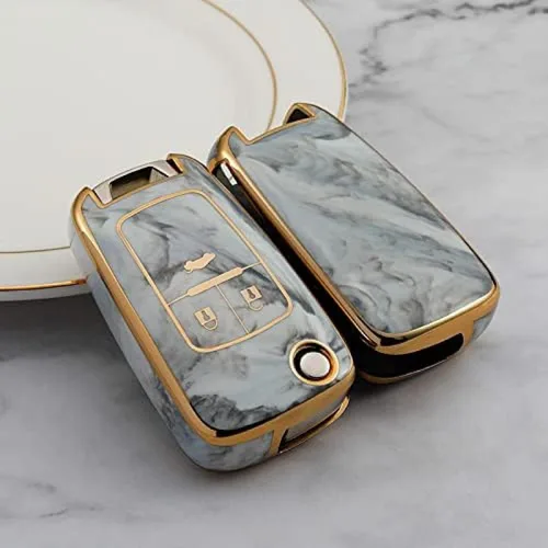 Miniatura 4 de TPU Jade Pattern Car Key Cover Case, for Buick for Aveo Trax for Opel Astra Corsa H J G Meriva Zafira Antara Gray 4 Button