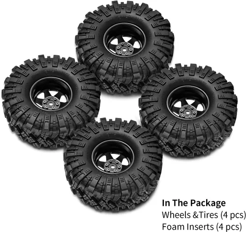 Miniatura 5 de INJORA Juego de neumáticos de barro 1.9 S5 Offset -0.350 in Beadlock llanta para 1/10 RC Crawler Car Axial SCX10 90046 UTB18 TRX4 SCX10 Pro (negro)