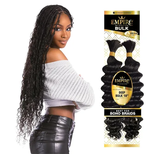 Miniatura 12 de Sensationnel Empire Bulk Braiding – Trenzado a Granel – Trenzas de cabello humano profundo para estilos de caja boho sin nudos o estilos de ondas