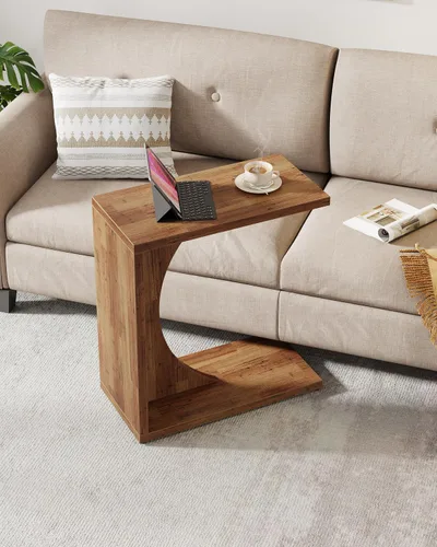 Miniatura 16 de Tribesigns - Mesa auxiliar en forma de C para sofá, mesa lateral para sofá, mesa en forma de C para espacios pequeños, sala de estar, dormitorio