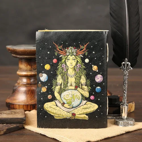 Miniatura 7 de KomalC Diario de cuero para mujeres y hombres sin forro con borde de cubierta de papel libro de sombras Hocus Pocus, cuaderno de escritura, diario