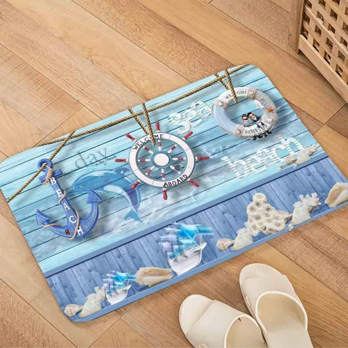 Miniatura 8 de LYFANS Manta de espuma de esponja para baño y cocina (21 x 35.5 pulgadas), almohadilla de franela antideslizante brillante impresa en 3D para mesita