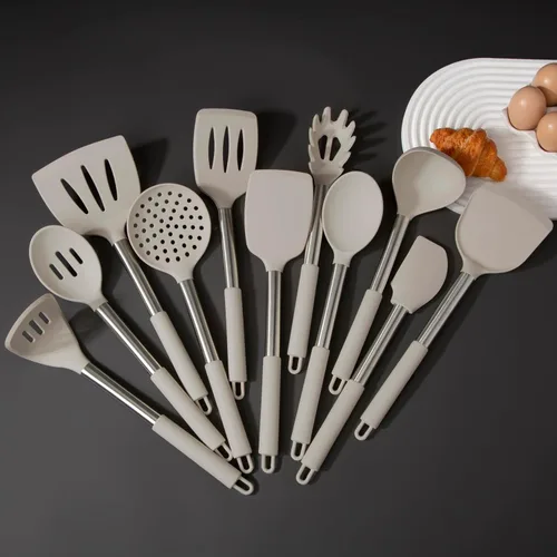Miniatura 5 de Juego de utensilios de cocina de silicona grande, 11 piezas de utensilios de cocina, utensilios de cocina para utensilios de cocina antiadherentes