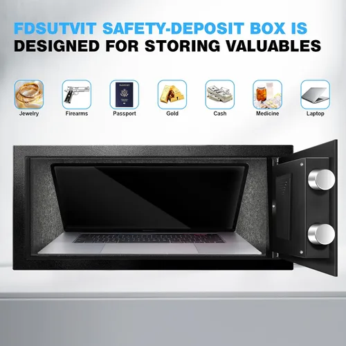 Miniatura 5 de Caja de seguridad para el hogar, caja de seguridad de acero para oficina y hogar, teclado electrónico digital, sistema de alarma y estante