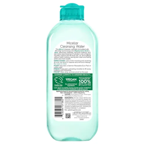 Miniatura 7 de Garnier Agua micelar con ácido hialurónico, limpiador facial y removedor de maquillaje, hidratante y relleno, para todo tipo de piel, vegano, libre