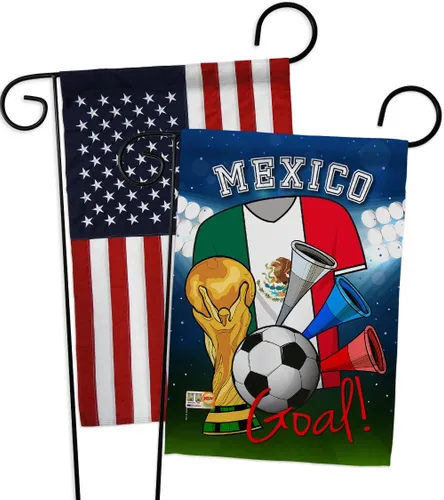 Banderas de jardín de fútbol de México para la Copa del Mundo, juego deportivo, pelota de fútbol, actividades de entretenimiento, apliques físicos,