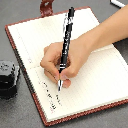 Miniatura 5 de Aolun Bolígrafo personalizado, bolígrafo grabado personalizado con lápiz capacitivo, metal suave al tacto, introduce el nombre, logotipo o mensaje